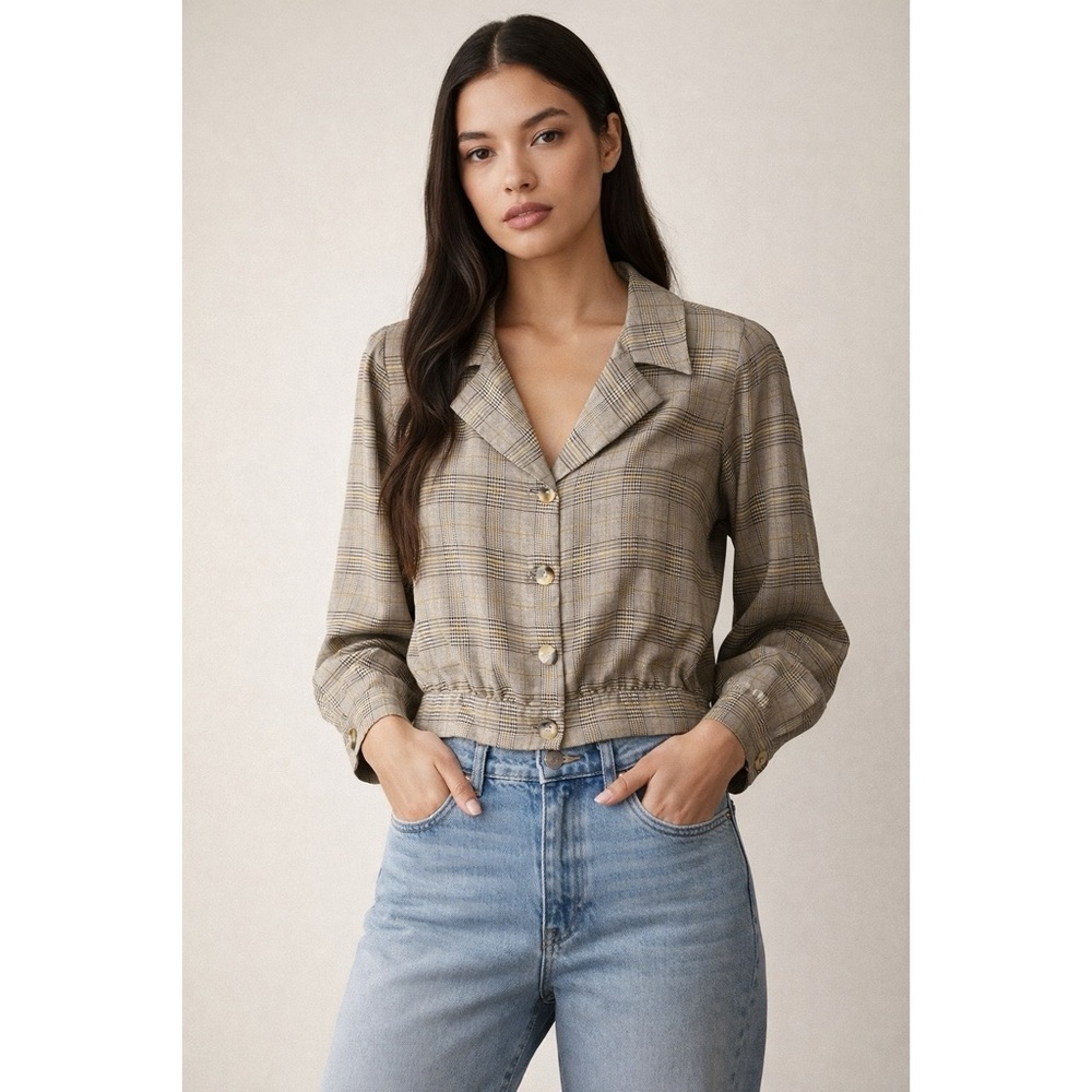 Band of Gypsies Glen Plaid Vintage Boomer Style Button Down Top/Shirt Size XS